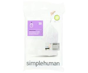 simplehuman Lot de 4 sacs poubelle G sur mesure, 30 litres, 20 pièces