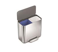 simplehuman Mini poubelle de recyclage de 15 L, poubelle à double compartiment pour hôtel, bureau et petits espaces, en acier inoxydable brossé