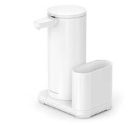 simplehuman Pompe à capteur avec Caddy, Distributeur de Savon Automatique | Sans contact, distribution variable, bec verseur anti-goutte, fonctionne 8 mois par charge, porte-éponge, acier étanche