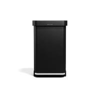 simplehuman Poubelle de Cuisine 45 L, Rectangulaire, avec Pédale Robuste, Technologie Lid Shox®, Réserve à Sacs Intégrée, Code de Sacs Poubelle sur Mesure, Acier Noir