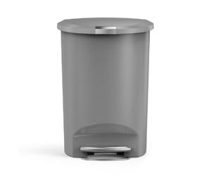 simplehuman Poubelle de Cuisine 50 L, Plastique Gris | Semi-Ronde, avec Pédale Robuste, Technologie Lid Shox®, Verrou Coulissant Sécurisé, Code de Sacs Poubelle sur Mesure