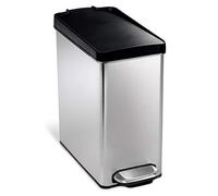 simplehuman, poubelle étroite à pédale, acier inoxydable brossé avec couvercle en plastique, 10 litres