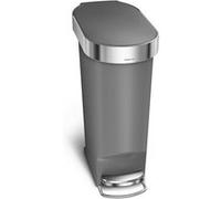 simplehuman Poubelle Etroite à Pédale en Plastique Gris 40L Gris G