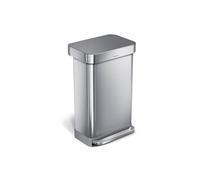 simplehuman Poubelle Rectangulaire à Pédale Acier Inoxydable Couvercle Gris 45L