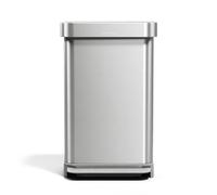 simplehuman poubelle rectangulaire à pédale, avec réserve à sacs, acier inoxydable brossé avec couvercle en plastique gris, 45 litres