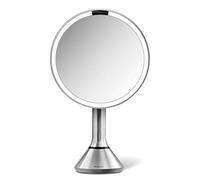 simplehuman ST3052 miroir à capteur avec commande tactile de la luminosité et paramètre de double éclairage 20 cm, grossissant 5x lumineux maquillage lumière LED salle de bain, acier inoxydable brossé