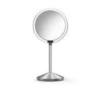 simplehuman Tru-Lux® Miroir de Maquillage Pliable avec capteur Pliable 12,7 cm avec grossissement x10, lumière à Spectre Complet, luminosité et Hauteur réglables, Acier Inoxydable brossé