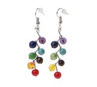 SimpleLife Boucles d'oreilles Femmes, Boucles d'oreilles Pendantes avec Pendentif Chakra Naturel à la Main en Pierre irrégulière Naturelle