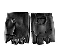 SimpleLife Gants sans Doigts pour Hommes, Demi-Doigts en Similicuir Anti-dérapants, Gants en Similicuir