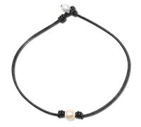 Simples Tiny Dainty Collier de Perles - Petite Juin Birthstone Pearl Barre Ras du Cou pour Femme, Robuste