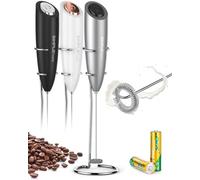 SIMPLETASTE Mousseur à Lait Automatique Inox Gris | Avec support et 2 piles, pour expresso, latte, cappuccino.