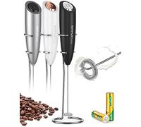 SIMPLETASTE Mousseur à Lait Piles Inox Support | Pour cappuccino, latte, mélangeur de boissons.