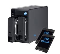 SIMPLETEK - DAS externe USB-C 3.2 avec 2 baies SATA 3,5″/2,5″, SSD 1920Go (2x960Go) Préinstallé, compatible HDD/SSD - Noir