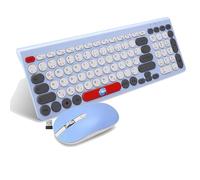 SIMPLETEK - Kit clavier et souris sans fil allemand QWERTZ, touches rondes colorées, connexion 2,4 GHz, design ergonomique