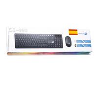 SIMPLETEK - Kit Souris & Clavier Noir sans Fil 2.4G Disposition ES | Espagne Spain Keyboard QWERTY | Clavier Numérique Souris Ergonomique 3 Touches Récepteur USB