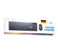 SIMPLETEK - Kit Souris et Clavier Noir sans Fil 2,4 G Disposition DE | Allemand German Keyboard QWERTZ | Clavier numérique Souris Ergonomique 3 Touches Récepteur USB