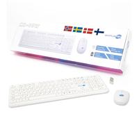 Simpletek - Kit souris et clavier sans fil 2,4 G Disposition SWE, NO, DK, FI | Clavier nordique QWERTY avec pavé numérique souris ergonomique 3 touches récepteur USB