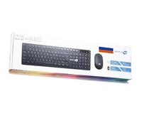 SIMPLETEK - Kit Souris et Clavier sans Fil 2.4G Disposition RU Russe | Russian Keyboard QWERTY | Noir Clavier numérique Souris Ergonomique 3 Touches Récepteur USB