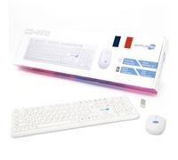 Simpletek - Kit Souris et Clavier sans Fil 2,4G Layout FR Français | French Keyboard AZERTY avec pavé numérique Souris Ergonomique 3 Touches récepteur USB