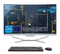 SIMPLETEK PC tout-en-un 24" Full HD Incurvé Core i5 Jusqu'à 3,30 GHz Windows 10 Pro 4 Go RAM SSD 120 Go Webcam 1080p WiFi5 BT HDMI Ordinateur fixe Aio Maison école travail