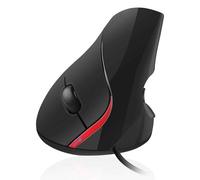 SIMPLETEK - Souris verticale ergonomique filaire USB - Capteur optique 1000 DPI 5 boutons - Câble 1,25 m | Confort main et poignet | Noir