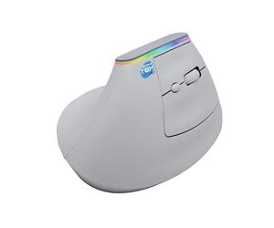 SIMPLETEK - Souris verticale ergonomique sans fil - Bluetooth et 2,4 GHz sans fil - Éclairage RVB - Rechargeable avec batterie intégrée - Blanc