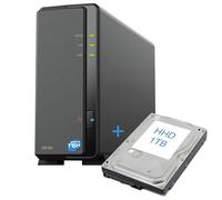 SIMPLETEK - Stockage réseau NAS à 1 baie avec disque dur 1 To SATA 3,5 pouces, Ethernet gigabit, 1 Go de RAM, USB 3.2, - Noir