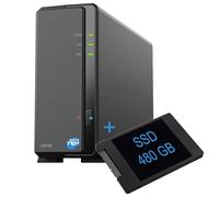 SIMPLETEK - Stockage réseau NAS à 1 baie avec SSD 480 Go SATA 3,5 pouces, Ethernet gigabit, 1 Go de RAM, USB 3.2, - Noir