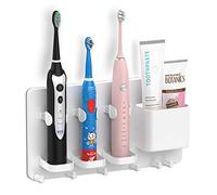 simpletome Support de Brosse à Dents Électrique Organisateur de Dentifrice Mural Autocollant en Multifonctionnel Support de Accessoires pour Salle de Bain et Cuisine (Blanc)