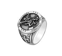 SIMPLGIRL Bague Homme Acier Inoxydable Noir Signet St. Michael St. Christophe Archange Vainqueur Satan Amulette Bijou Cadeau Homme Adolescent Garçon