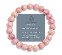 SIMPLÍ BASIC Bracelet de guérison en pierre naturelle de 8 mm pour femme/homme, chance, fortune, confiance, protection, équilibre pour l'esprit, unique, coffret cadeau, 8 inches, Pierre, rhodonite
