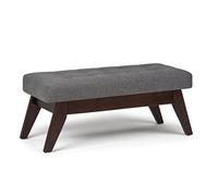 Simpli Home 3Axcot-249-Sgl Draper Banc ottoman moderne du milieu du siècle en tissu gris ardoise aspect lin 101,6 cm