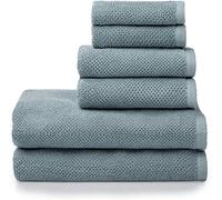 Simpli-Magic 79458 Popcorn Lot de 6 Serviettes de Bain texturées, 2 Serviettes de Bain, 2 essuie-Mains, 2 débarbouillettes, Bleu