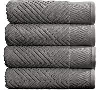 Simpli-Magic Lot de 4 Serviettes de Bain texturées 100% Coton Douces, à séchage Rapide et très absorbantes, 68,6 x 137,2 cm