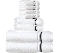 Simpli-Magic Lot de 8 Serviettes de qualité supérieure, 2 Serviettes de Bain, 2 essuie-Mains et 4 débarbouillettes, 100% Coton filé à l'anneau très absorbants, pour Salle de Bain, Salle de Sport,