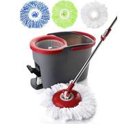SIMPLI-MAGIC Serpillère rotative et Seau avec essoreur, système de Nettoyage avec pédale, Rotation à 360°, 3 têtes de Balai en Microfibre