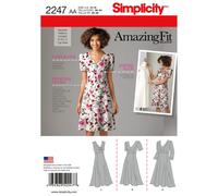 Simplicity - Patron de couture 2247 Robes Amazing Fit AA 10-18 (UK) / 36-44 (EU) - blanc