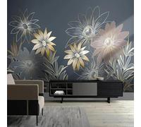Simplicité Dessin À La Main Plantes Fleurs Lignes Papier Peint 3d Moderne Soie Texturée Haut De Gamme IdéAl Pour Le Salon Et La Chambre à Coucher-350cm×256cm