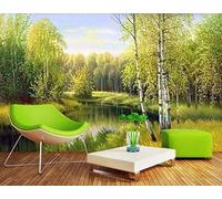 Simplicité Forêt Verte Rivière Papier Peint 3d Moderne Soie Texturée Haut De Gamme IdéAl Pour Le Salon Et La Chambre à Coucher-300cm×210cm