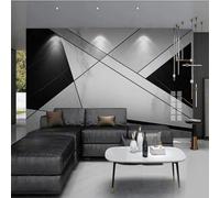 Simplicité Noir Et Blanc Géométrie Gris Imitation Marbre Papier Peint 3d Moderne Soie Texturée Haut De Gamme IdéAl Pour Le Salon Et La Chambre à Coucher-300cm×210cm