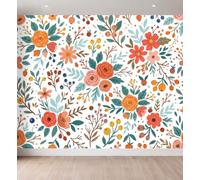 Simplicité Rustique Papier Peint Panoramique, 200 x 140 cm Fresque Murale | Plantes Fleurs Feuilles Baies Papier Peint Intissé, Décoration Image Murale Pour Salon Chambre Bureau TV Artistique