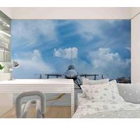 Simplicité Stéréoscopique Ciel Bleu Nuages Blancs Avions Papier Peint 3d Moderne Soie Texturée Haut De Gamme IdéAl Pour Le Salon Et La Chambre à Coucher-200cm×140cm