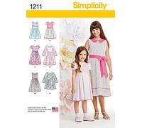 Simplicity – Patron de couture 1211 – Robe fille Taille HH, 2 longueurs, Multicolore