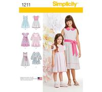 Simplicity 1211 Taille K5 Enfant et Robe pour Fille en 2 Longueurs Patron de Couture, Multicolore