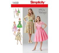 Simplicity 1459 Taille U5 Patrons et Miss 1950 Petite Robe Vintage Couture Motif U5, 16-18-20-22-24 US (FR 44 à 52) Blanc