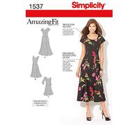 Simplicity – Patron de couture Robe 1537 – Taille AA, Amazing Fit, Blanc FR 32-44
