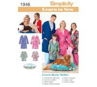 Simplicity 1946 Patrons pour Apprendre à réaliser des Robes de Chambre pour Enfants, Adolescents et Adultes Tailles XS - L/XS - XL