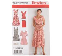 Simplicity 2917 Robes pour Femmes et Grandes Tailles, Papier, Blanc, BB (20W-28W)