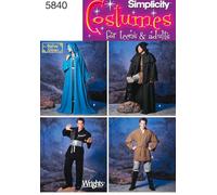 Simplicity 5840 Costumes pour Femmes, Hommes et Adolescents, Papier, Blanc, A (XS, S, M, L, XL)