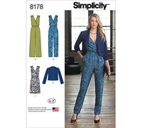Simplicity 8178 Patrons 'Jumpsuit avec Deux Jambes Large, Robe et Veste, Blanc